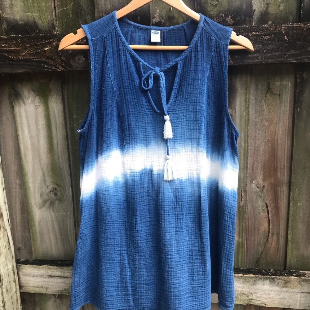 Shibori gauze top hand dyed in Natural Indigo